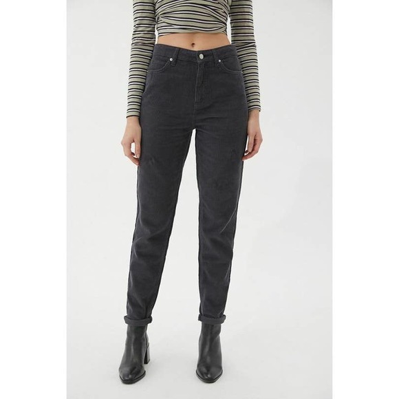 BDG Denim - BDG Urban Outfitters Corduroy Mom Jeans Womens Sz 28 Black Cotton High Waisted